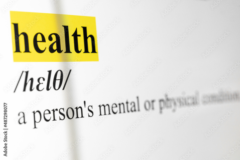 Fototapete health text macro shot highlighted in yellow color on computer screen