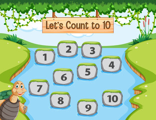 Obraz premium Forest scene with Let's count to 10 game template