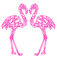 Fototapeta premium Vector. Abstract geometric flamingo. Linear polygonal animal.