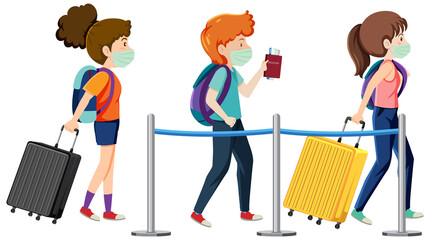 People standing in line and keep distancing