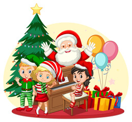 Children celebrating Christmas with Santa Claus