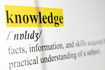 Knowledge Text Macro Shot Highlighted in Yellow Color On Computer Screen