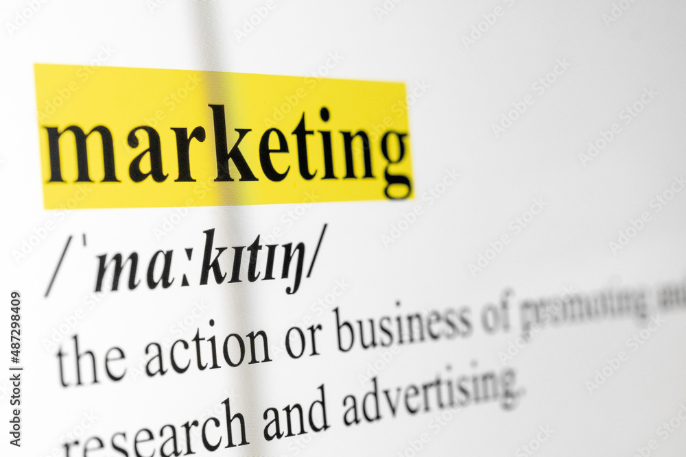Poster Marketing Text Macro Shot Highlighted in Yellow Color On Computer Screen