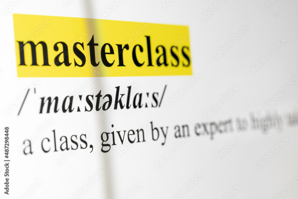 Poster Masterclass Text Macro Shot Highlighted in Yellow Color On Computer Screen