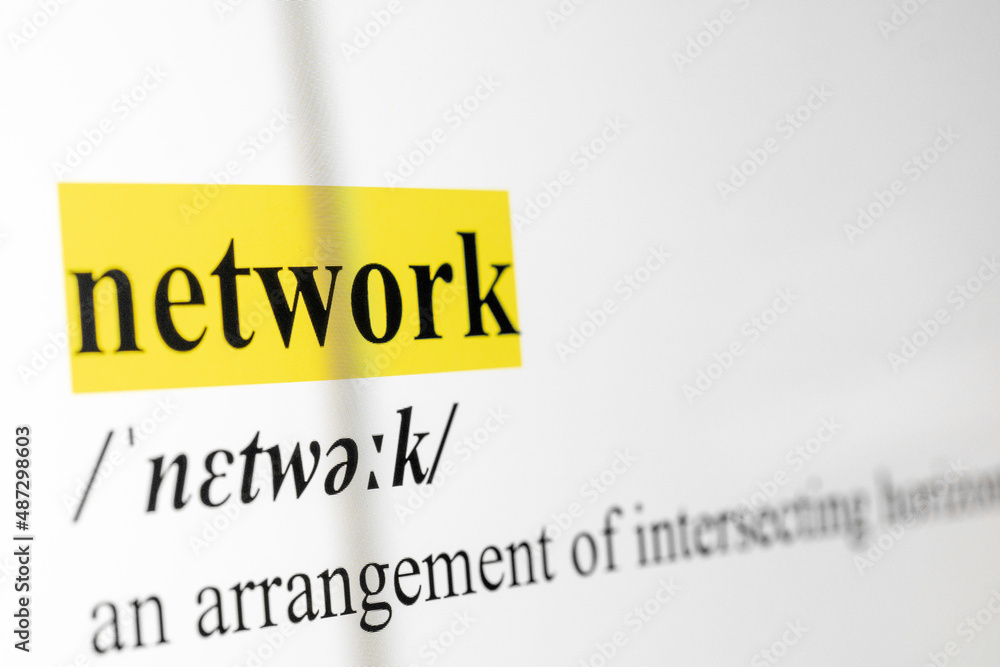 Poster Network Text Macro Shot Highlighted in Yellow Color On Computer Screen
