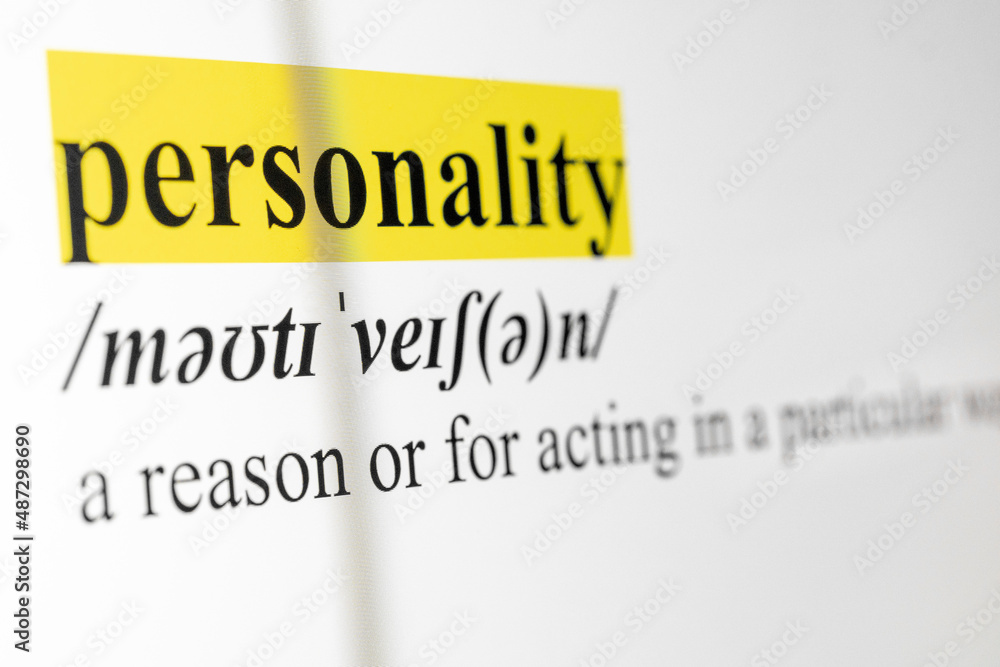Fototapete personality text macro shot highlighted in yellow color on computer screen