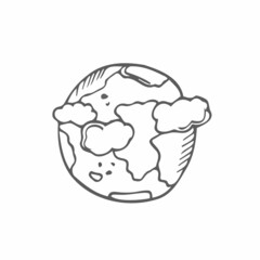 Doodle Globe icon. Vector illustration. Flat design. cartoon style vector isolated. Earth day concept