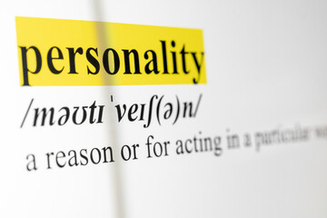 Personality Text Macro Shot Highlighted in Yellow Color On Computer Screen