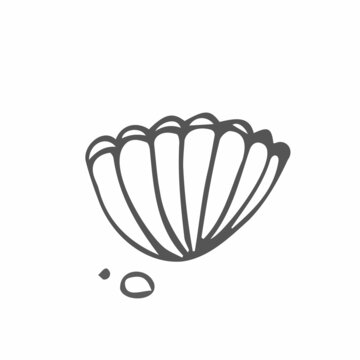 Sea shells outline illustration collection. Isolated hand drawn shell silhouette set.