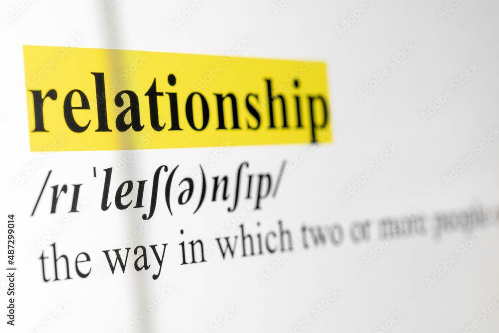 Poster Relationship Text Macro Shot Highlighted in Yellow Color On Computer Screen