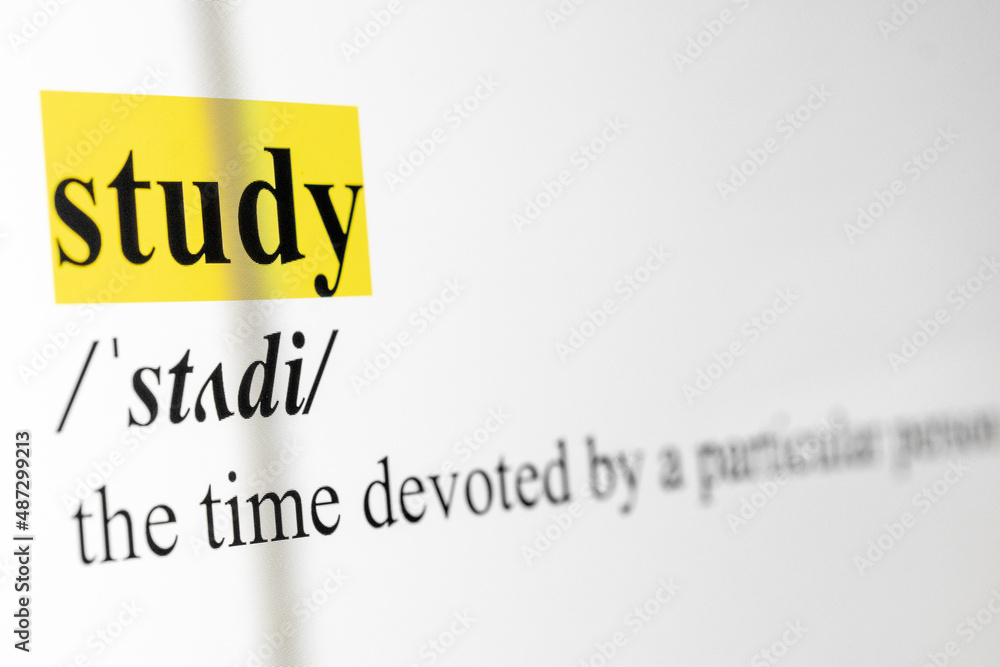 Poster Study Text Macro Shot Highlighted in Yellow Color On Computer Screen