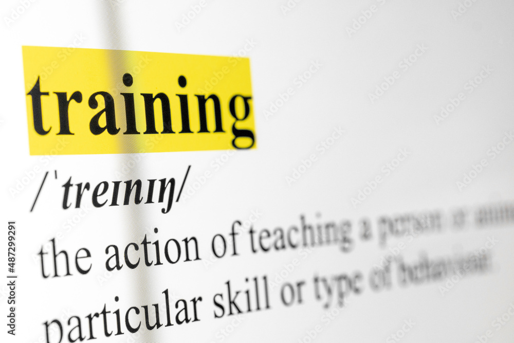 Poster Training Text Macro Shot Highlighted in Yellow Color On Computer Screen