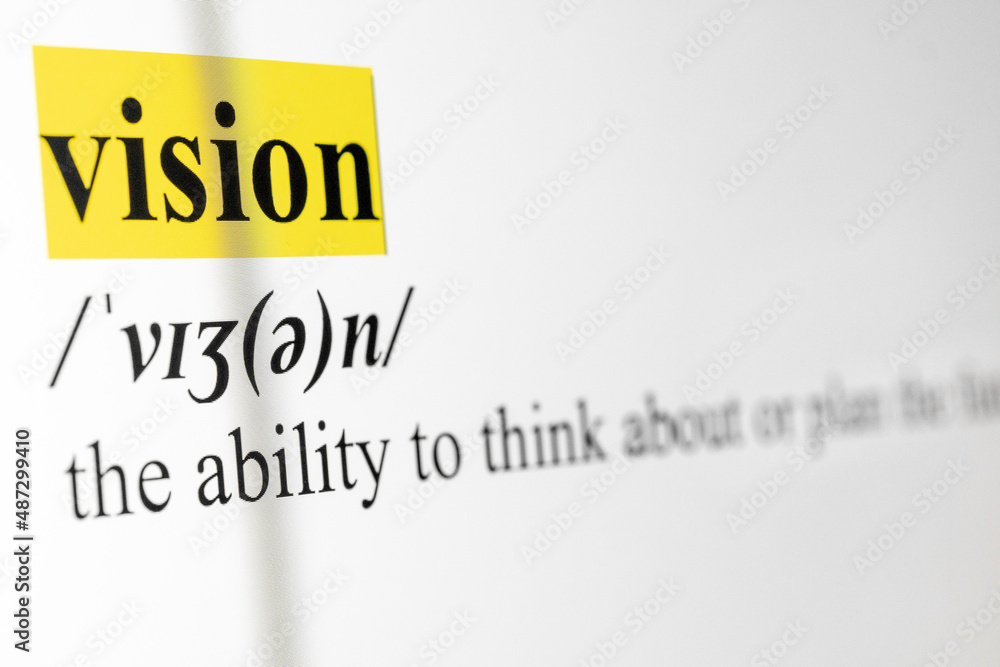 Fototapete vision text macro shot highlighted in yellow color on computer screen