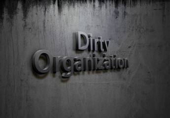 Dirty Organization Sign on Mouldy Concrete Wall