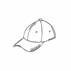 Vector hand drawn baseball hat outline doodle icon. Baseball cap sketch illustration for print, web, mobile and infographics isolated on white background.