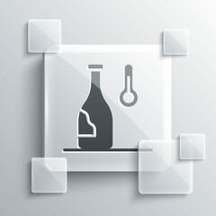 Grey Wine temperature icon isolated on grey background. Square glass panels. Vector