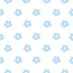 seamless pattern with pastel blue flowers