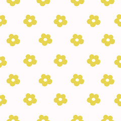 Fototapeta na wymiar Yellow small flower pattern white background for fabric, print, wallpaper, fashion