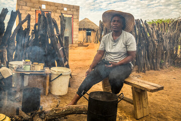 African woman village