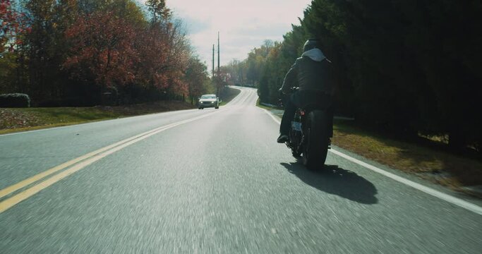 Motorcycle From Behind with Lens Flare Slow Motion 4K