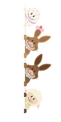 Osterei, 2 Osterhasen Mädchen/Junge & Schaf Banner Vertikal