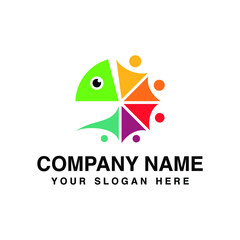 Fototapeta na wymiar people and chameleon logo
