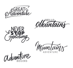 Collection of handwritten vector phrases about nature