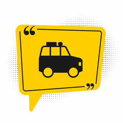 Black Car icon isolated on white background. Yellow speech bubble symbol. Vector