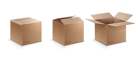 Three Position Of Cardboard Box