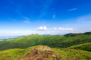 Green Bieszczady, View from Bukowe Berdo sunny day, Spring in the mountains © uranos1980