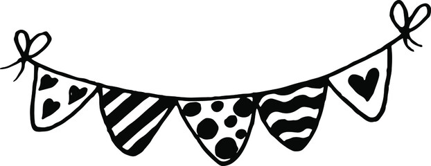 Garland with triangular flags. A simple doodling-style illustration.