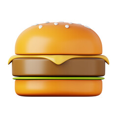 Tasty burger in cartoon style high quality 3D render illustration.