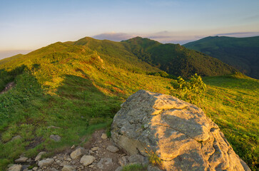 Green Bieszczady, View from Bukowe Berdo sunny day, Spring in the mountains © uranos1980