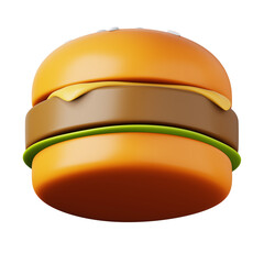 Tasty burger in cartoon style high quality 3D render illustration.