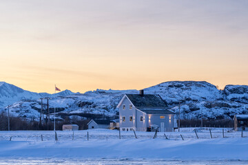 Cabins on the island of Tromsø Norway