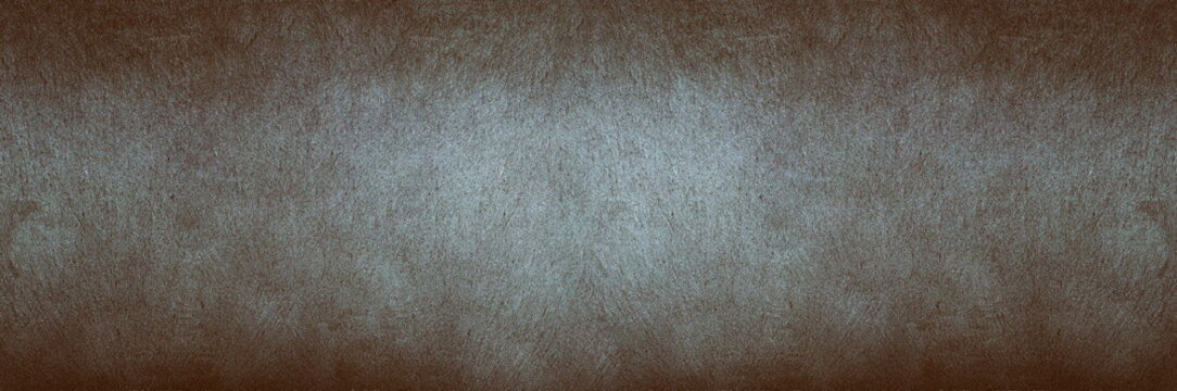 Old blue gray fine textured rough surface. Wide panoramic shabby texture. Dark retro grunge abstract background
