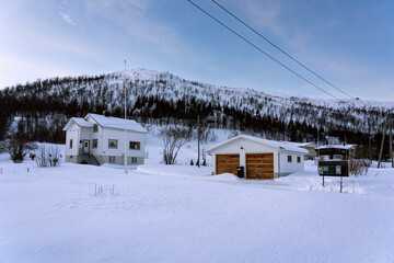 Cabins on the island of Tromsø Norway