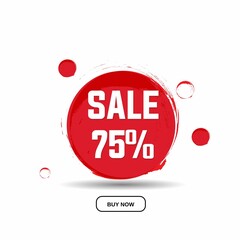 Sale 75% off, special offer, discount banner design template, promo tag, vector illustration