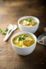 Homemade vegetable soup with millet