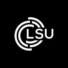 LSU letter logo design on black background.LSU creative initials letter logo concept.LSU vector letter design.
