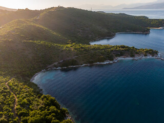 Fototapeta na wymiar Aerial view of beautiful beach in corfu greece