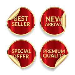 Sales business promotion labels collection in black and gold colors
