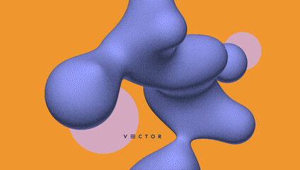 Abstract three-dimensional composition in dotwork style. Pointillism graphic. Dot stipple design. 3D vector illustration with dynamic effect. Template for banner, flyer, poster, cover or brochure.