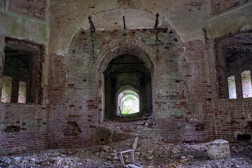 the interior of an abandoned temple