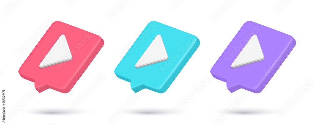 Poster realistic triangle arrow play multimedia content broadcasting quick tips collection vector