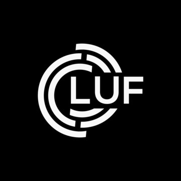 LUF letter logo design on black background.LUF creative initials letter logo concept.LUF vector letter design.