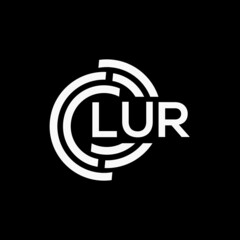 LUR letter logo design on black background.LUR creative initials letter logo concept.LUR vector letter design.
