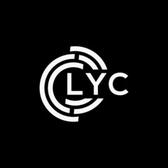 LYC letter logo design on black background.LYC creative initials letter logo concept.LYC vector letter design.