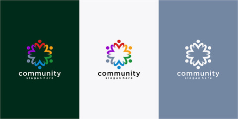 Creative colorful social group logo design vector, people community logo design