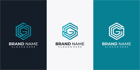 elegant hexagon letter G logo design vector, creative G logo design